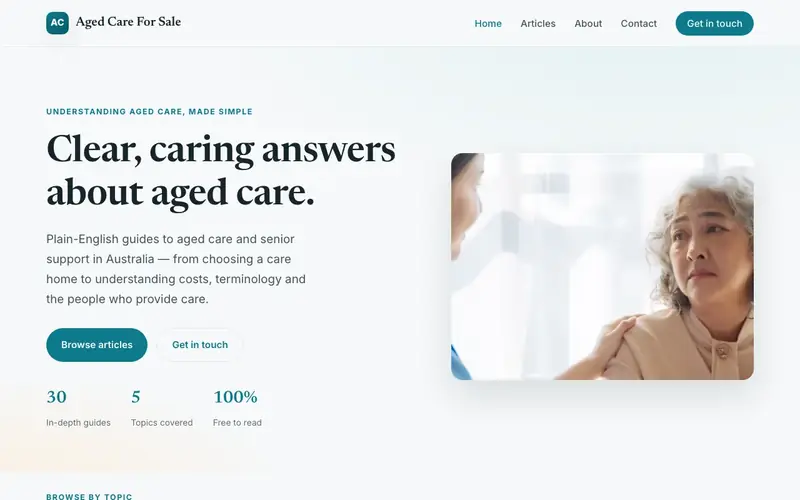 Aged Care For Sale website screenshot