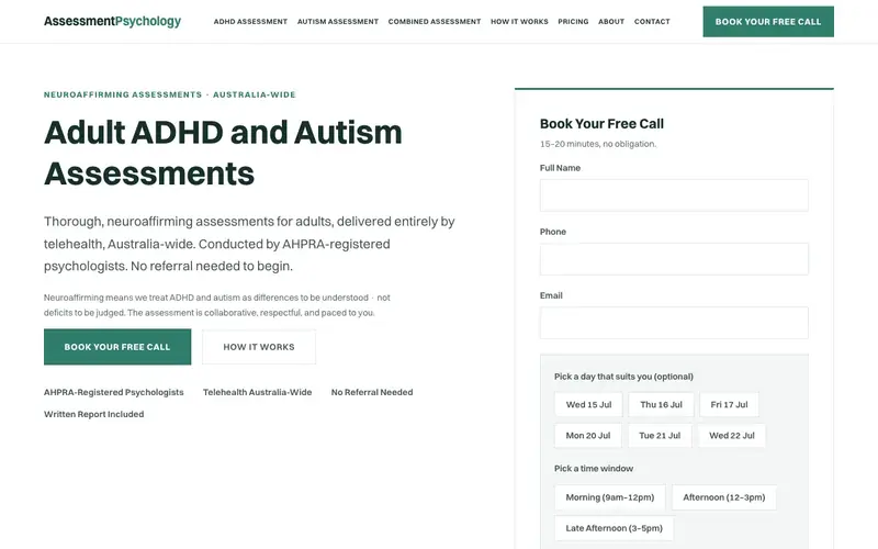 Assessment Psychology website screenshot