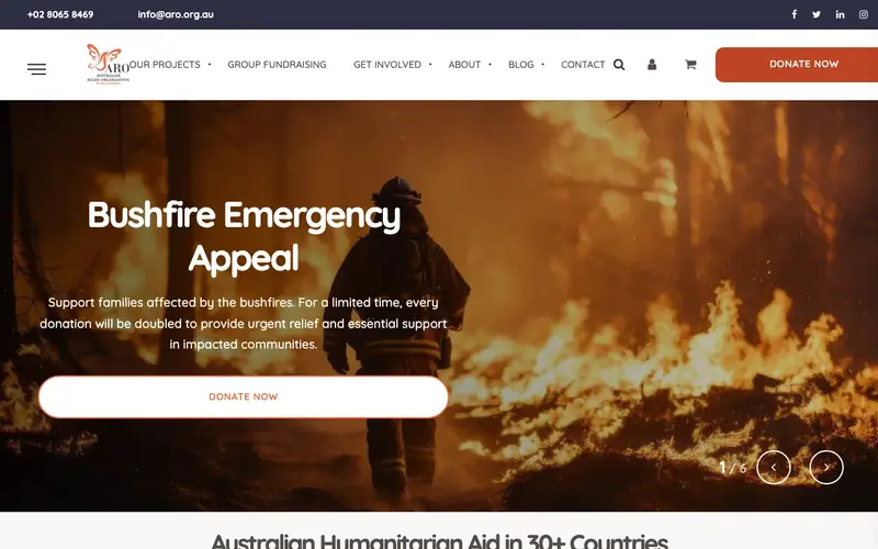 Australian Relief Organisation website screenshot