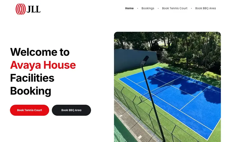 Avaya House Booking website screenshot