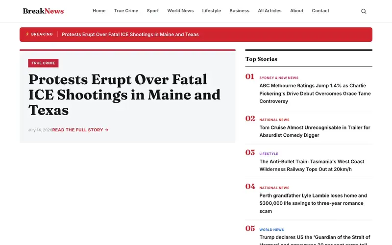 Break News website screenshot