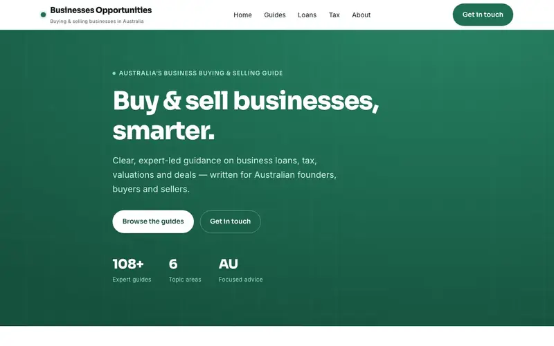 Businesses Opportunities website screenshot