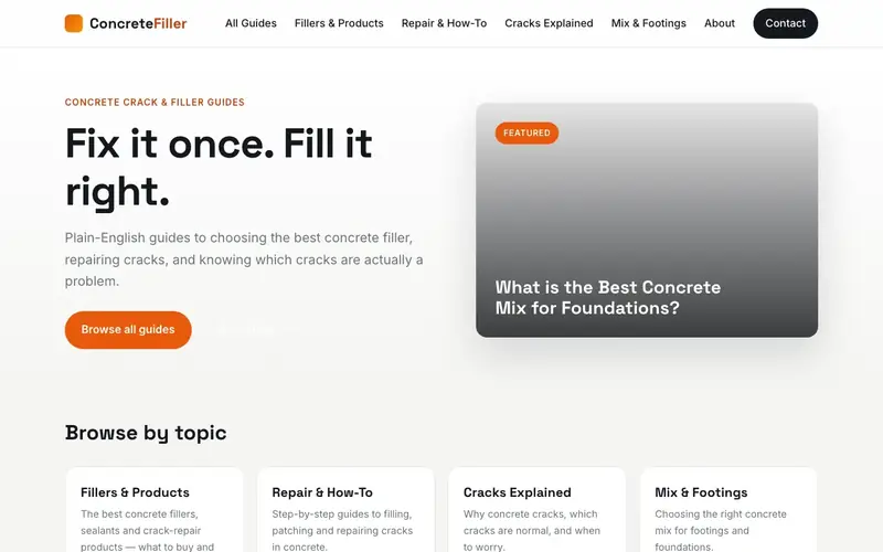 Concrete Filler website screenshot
