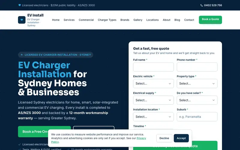 EV Install website screenshot