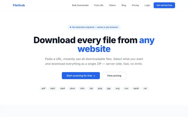 FileGrab website screenshot