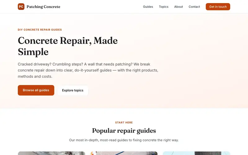 Patching Concrete website screenshot