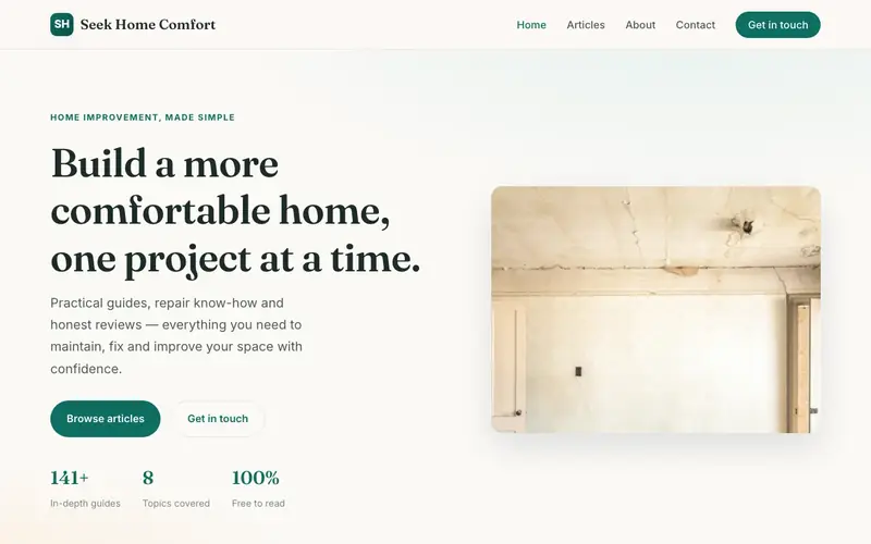 Seek Home Comfort website screenshot
