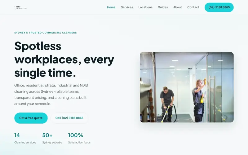 Sydney Commercial Clean website screenshot