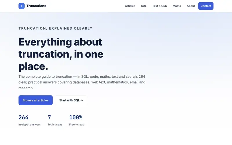 Truncations website screenshot